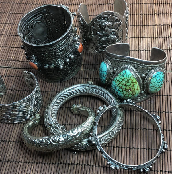 Antique Silver Egyptian Cuff Bracelet - Image 4