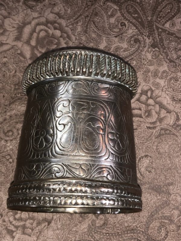 Antique Algerian Cuff Bracelet with Colored Glass - Image 5