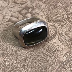 Brown Glass and Silver Ring