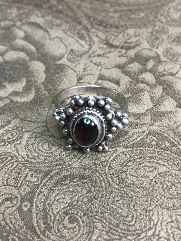 Garnet and Silver Granulation Ring - Image 2
