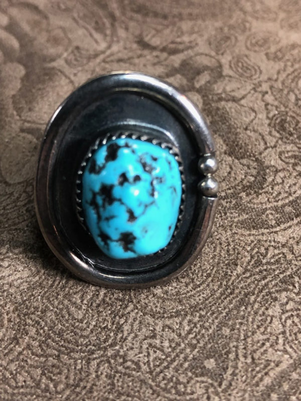 Navajo Natural Turquoise Chunk Ring - Image 3