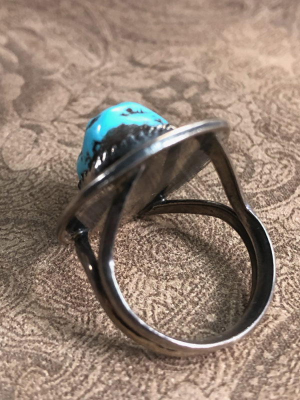 Navajo Natural Turquoise Chunk Ring - Image 5