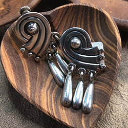 Gorgeous Early Taxco Modernist Earrings with Dangles