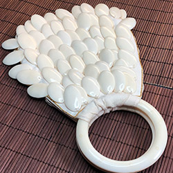 Vintage Cream Dangle Beaded Handbag