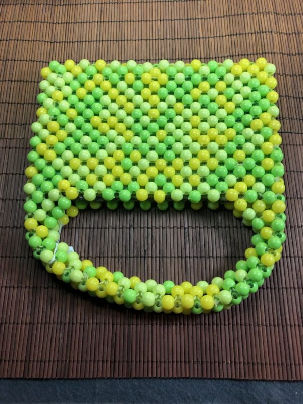 Retro Green and Yellow Beaded Purse - Image 2