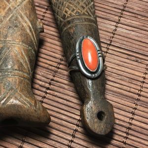 Old Navajo Silver and Coral Ring
