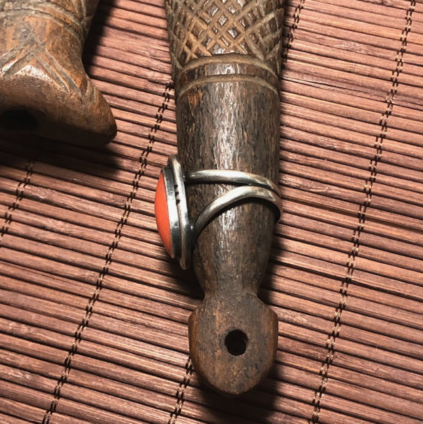 Old Navajo Silver and Coral Ring - Image 6