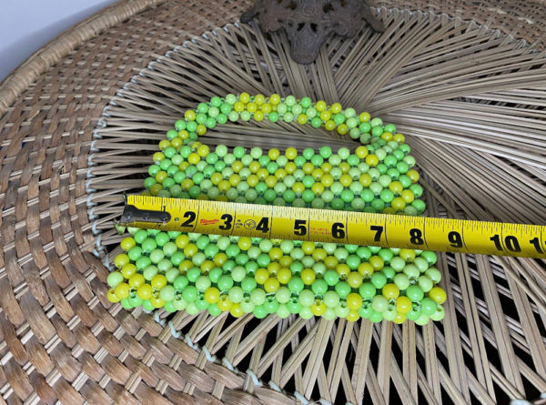 Retro Green and Yellow Beaded Purse - Image 8
