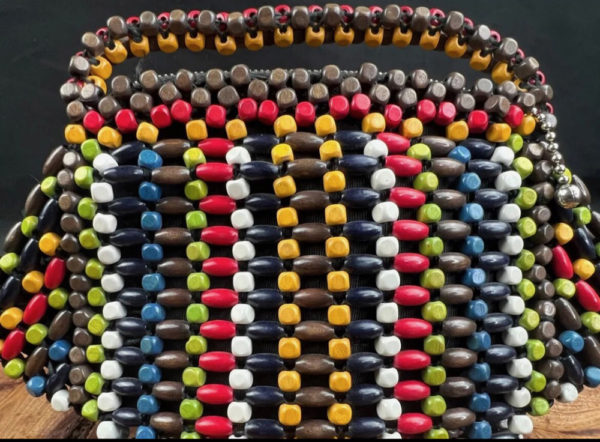 Colorful Vintage Wood Bead Purse - Image 3