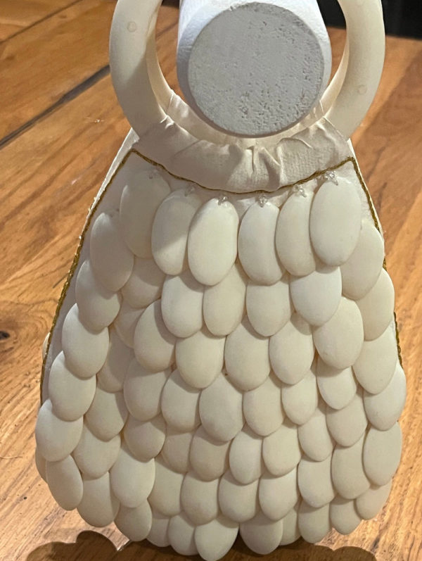 Vintage Cream Dangle Beaded Handbag - Image 4