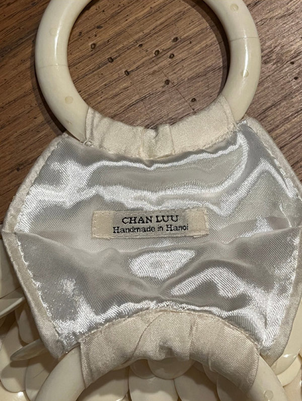 Vintage Cream Dangle Beaded Handbag - Image 5