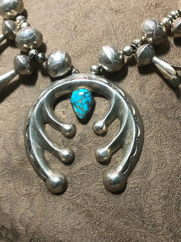 Beautiful Navajo Squash Blossom Necklace - Image 9