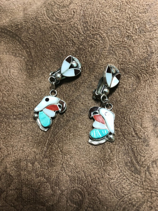 Zuni Eagle Head Earrings and Matching Necklace - Image 5