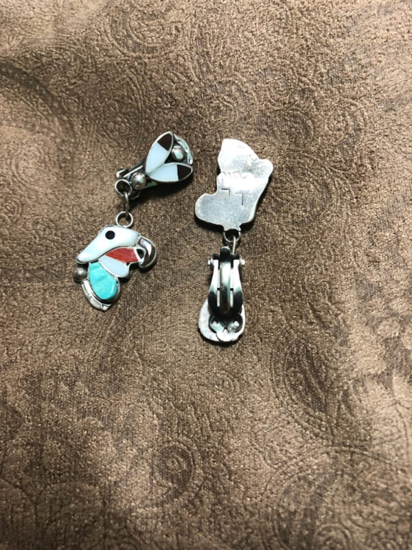 Zuni Eagle Head Earrings and Matching Necklace - Image 4