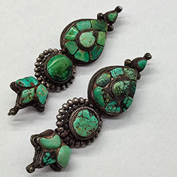 Impressive Antique Tibetan Earrings or Akor