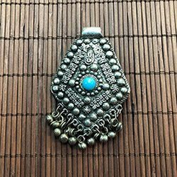 Ethnic Style Glass and Metal Pendant