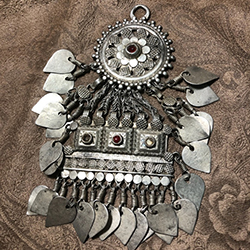 Gorgeous Antique High Silver & Glass Pendant from Pakistan