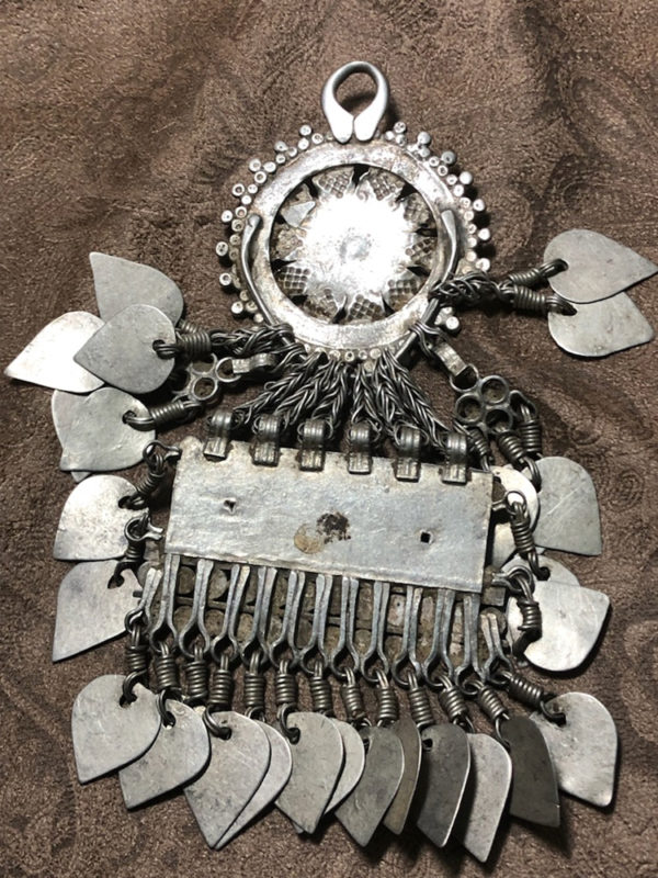 Gorgeous Antique High Silver & Glass Pendant from Pakistan - Image 4