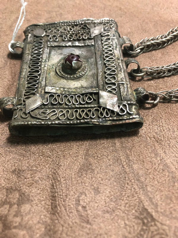 An Old Box Pendant with Red Glass - Image 3