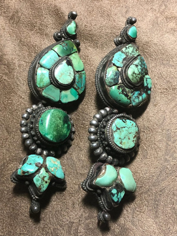 Impressive Antique Tibetan Earrings or Akor - Image 3