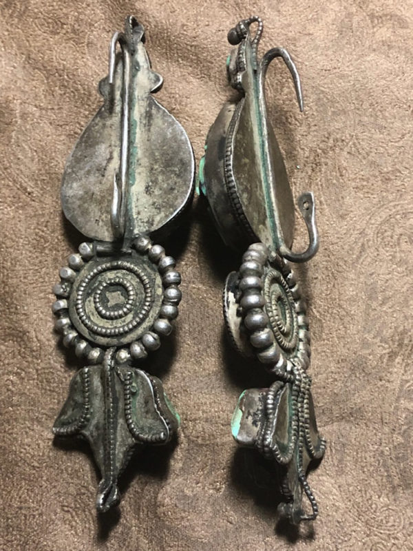 Impressive Antique Tibetan Earrings or Akor - Image 6