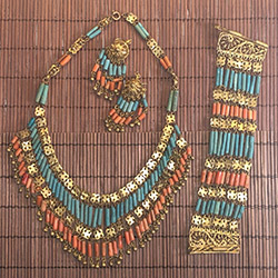 A Rare Complete Egyptian Revival Jewelry Set