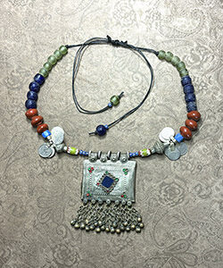 Vintage Kuchi Pendant and Antique Beaded Necklace