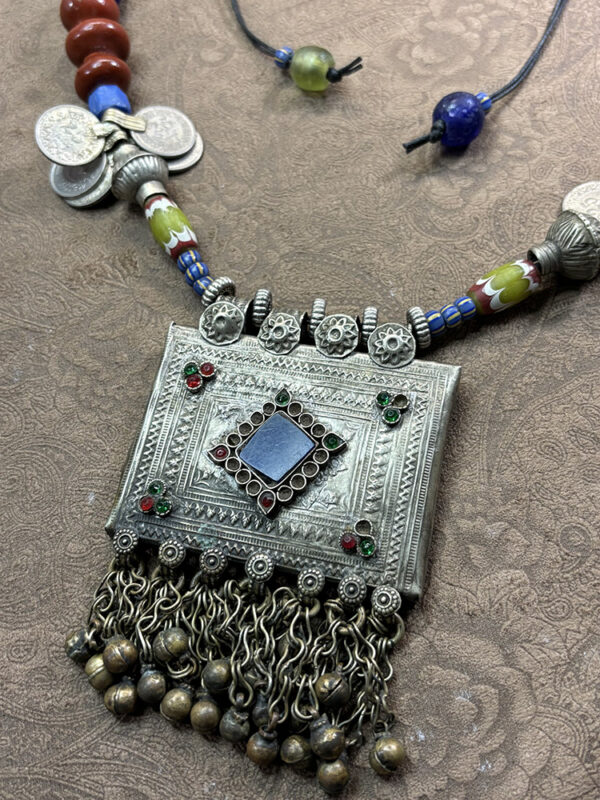 Vintage Kuchi Pendant and Antique Beaded Necklace - Image 3