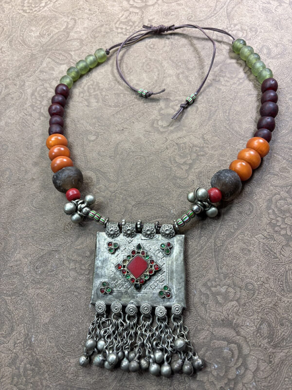 Colorful Vintage Kuchi Pendant Necklace - Image 2