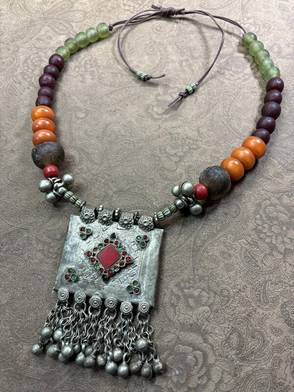 Colorful Vintage Kuchi Pendant Necklace - Image 3