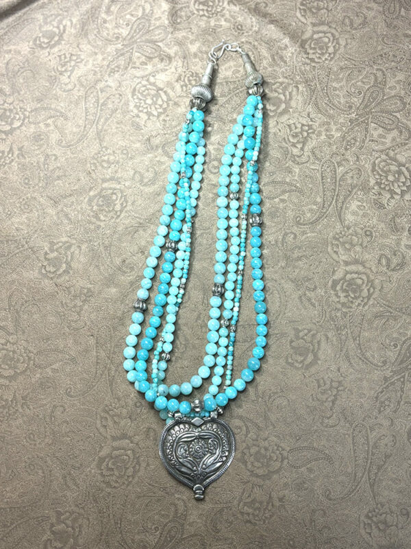 Vintage Indian Pendant with Amazonite Necklace - Image 2