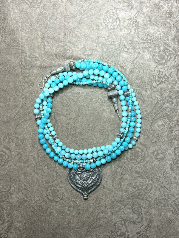 Vintage Indian Pendant with Amazonite Necklace - Image 3
