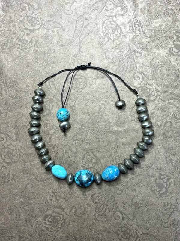 Chunky Kingman Turquoise with metal beads Necklace - Image 2