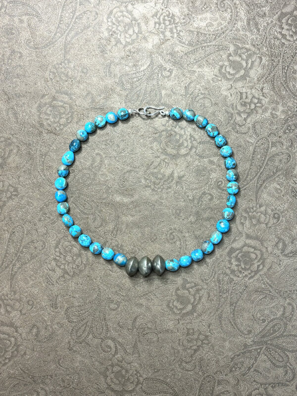 Gorgeous Kingman Turquoise Collar Necklace with Mali Beads - Image 2