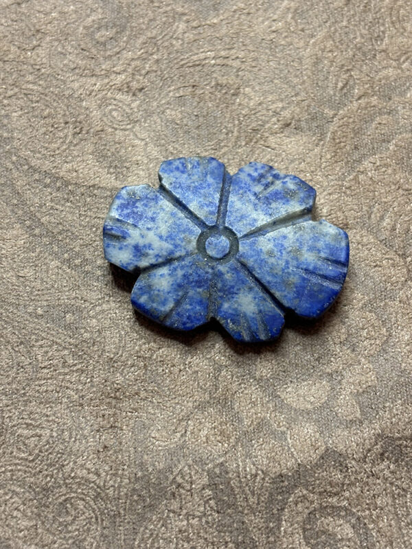 Lapis Lazuli Carved Flower Bead - Image 2