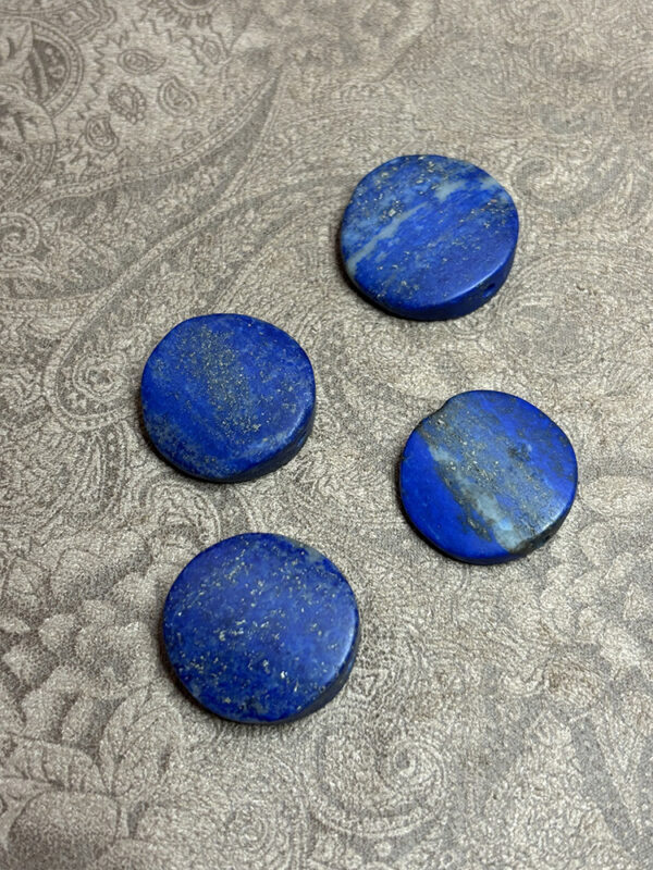 Lapis Lazuli Hand Carved Disk Beads - Image 2