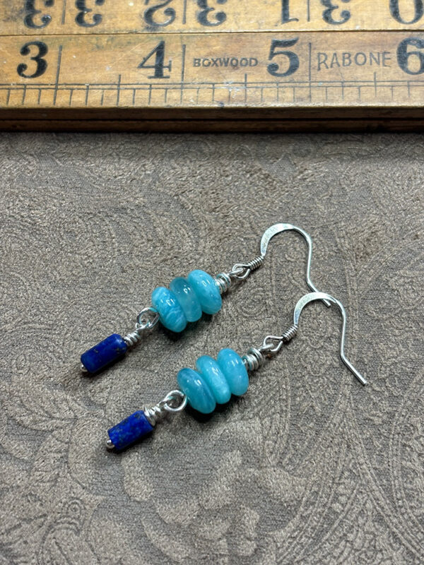 Gorgeous Amazonite and Lapis Earrings - Image 2
