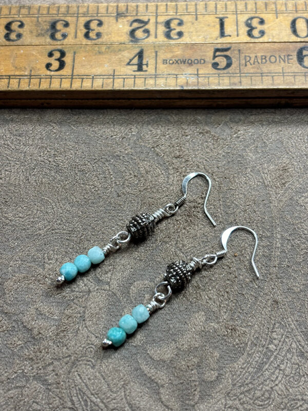 Amazonite and Antique Silver Bead Earrings - Image 2