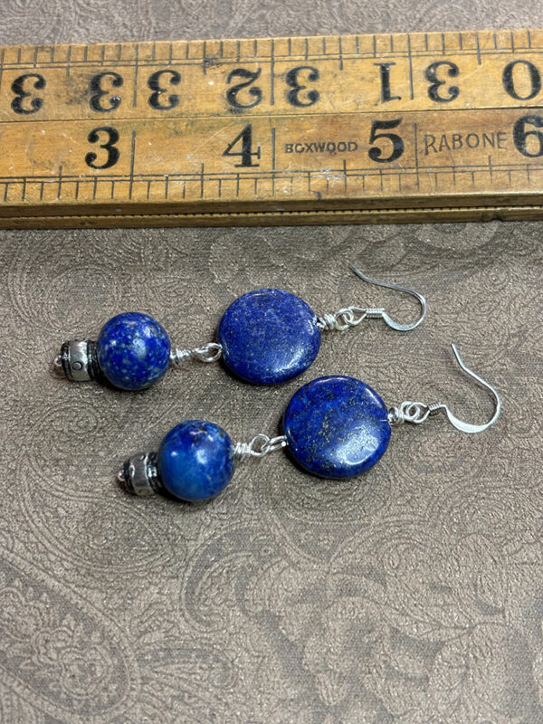 Vintage Lapis Beaded Earrings - Image 2