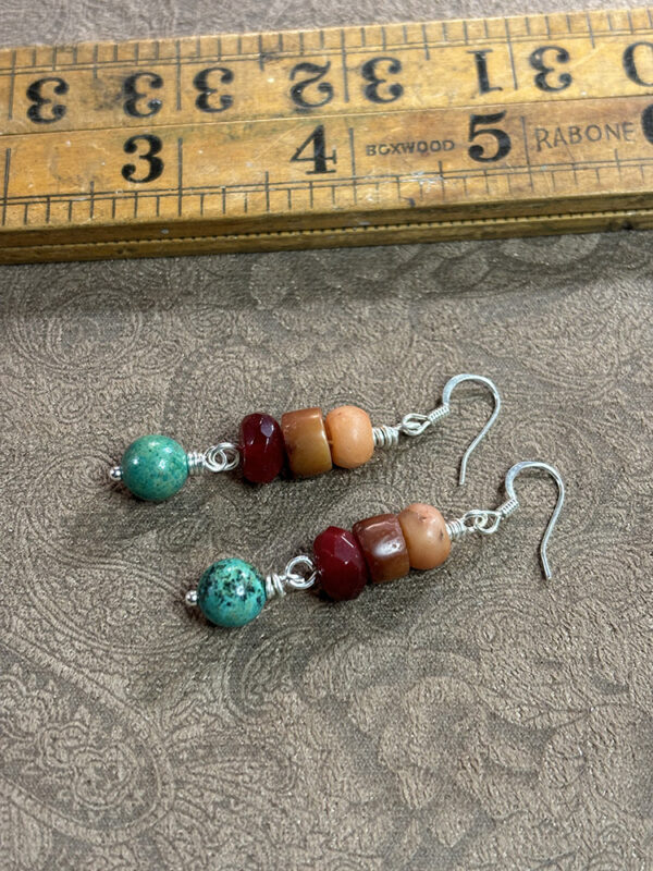 Ancient Agate and Turquoise Earrings - Image 2
