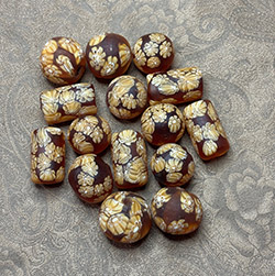 Vintage Millefiori Amber Colored Beads