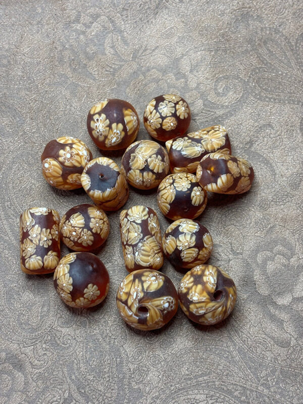 Vintage Millefiori Amber Colored Beads - Image 3
