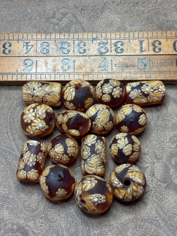 Vintage Millefiori Amber Colored Beads - Image 4