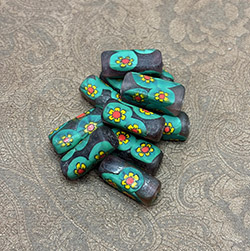 Vintage Matte Venetian Millefiori Rectangle Tube Beads