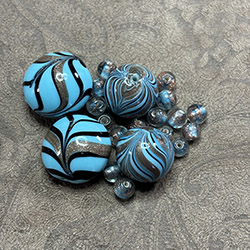 Sky Blue Gold Foil Feather Bead Mix