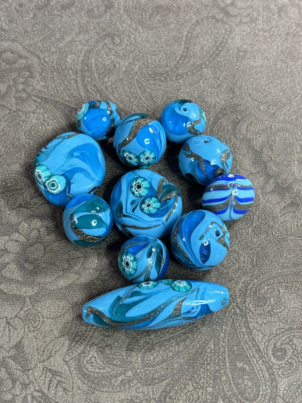 Unique Blue Millefiori and Aventurine Beads - Image 2