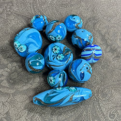 Unique Blue Millefiori and Aventurine Beads