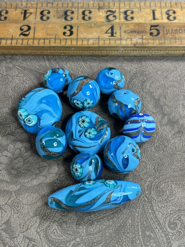 Unique Blue Millefiori and Aventurine Beads - Image 3