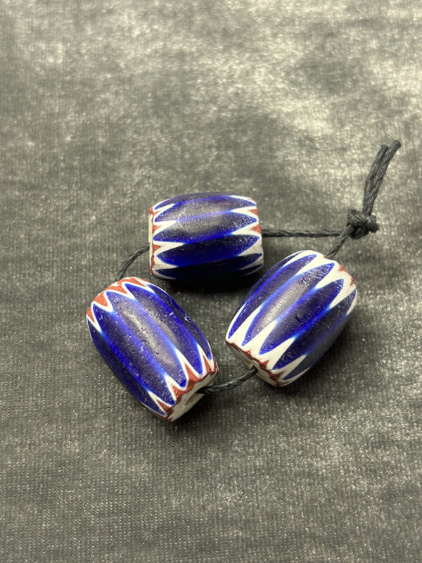 Classic Blue Chevron Rosetta 4 Layer Venetian Trade Beads - Image 2