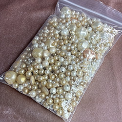 Vintage, Glass and Plastic Pearl Bead Mix Grab Bag